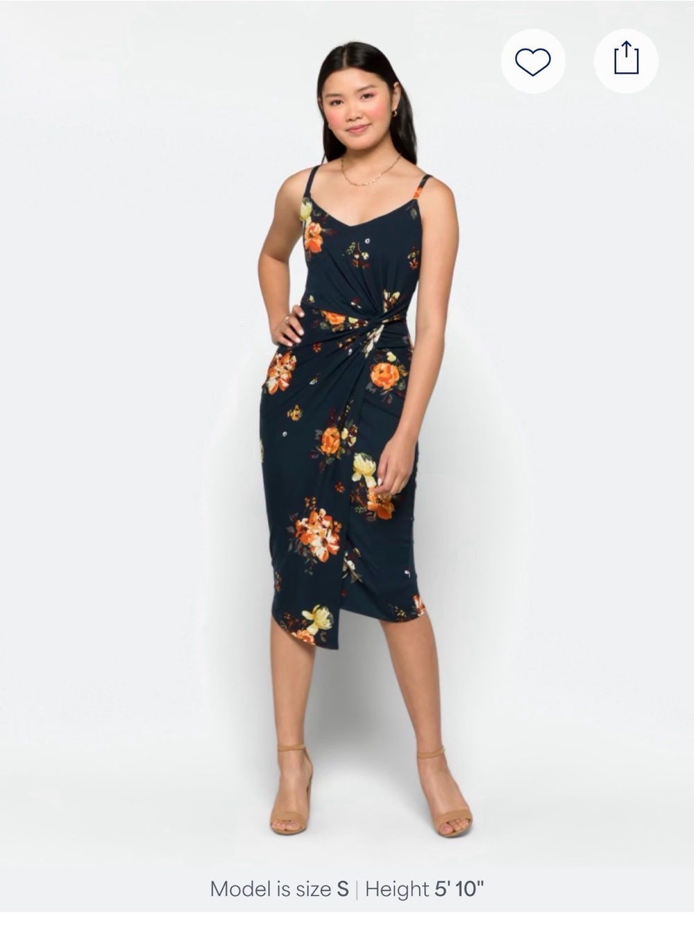 nine britton Navy Floral Maxi Dress with Twist Detail